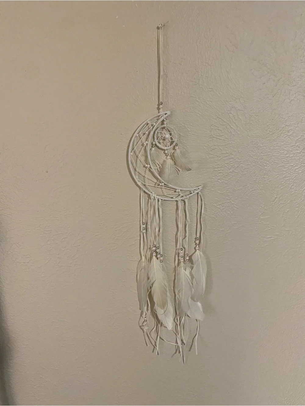Spencer's White Crescent Moon Feather Dreamcatcher Tapestry